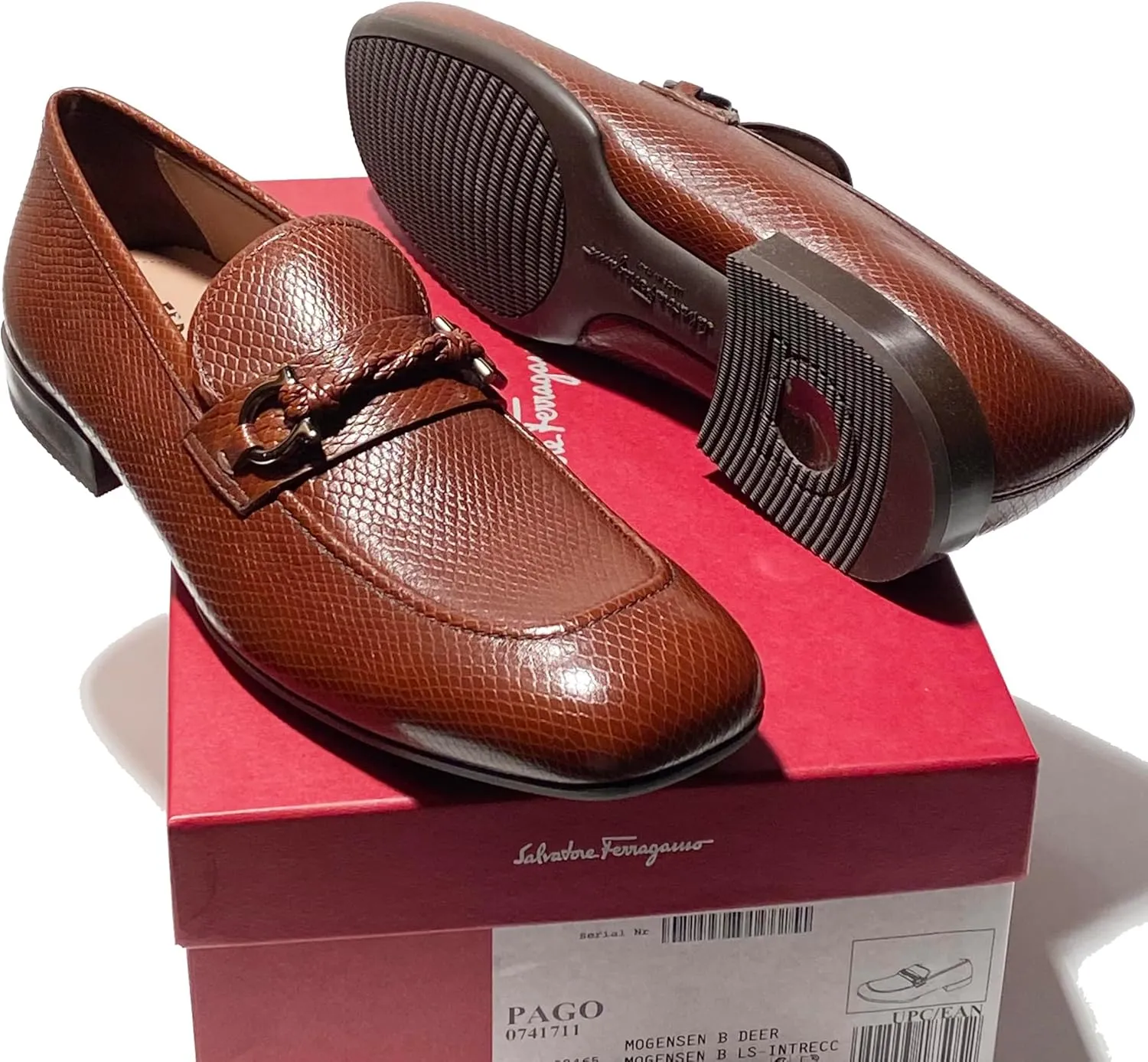 Gancini Brown Pebbled Leather Pago Men's Dress Strap Loafers (Salvatore