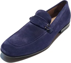 Gancini RAION Bit Dark Blue (BLU Garson) Suede Leather Men's Dress Loafers (Salvatore