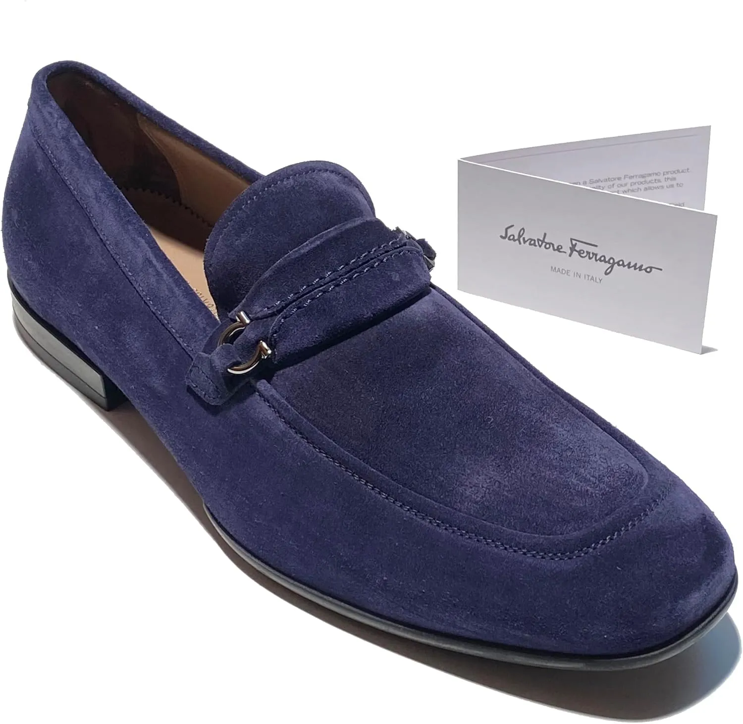 Gancini RAION Bit Dark Blue (BLU Garson) Suede Leather Men's Dress Loafers (Salvatore