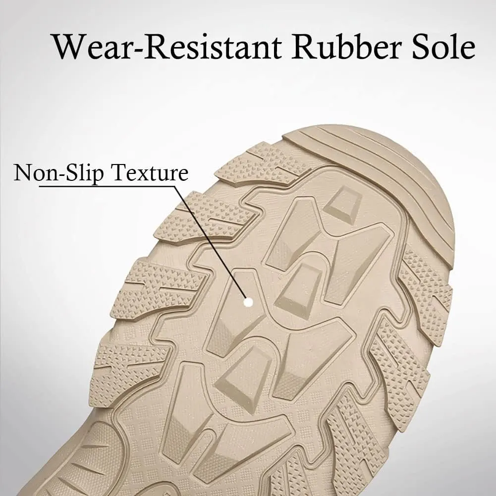 GEXECEUSS Military Boots for Men Side Zipper Lightweight Combat Outdoor Rubber Outsole Boots Hiking Motorcycle Combat Boots Desert Boots