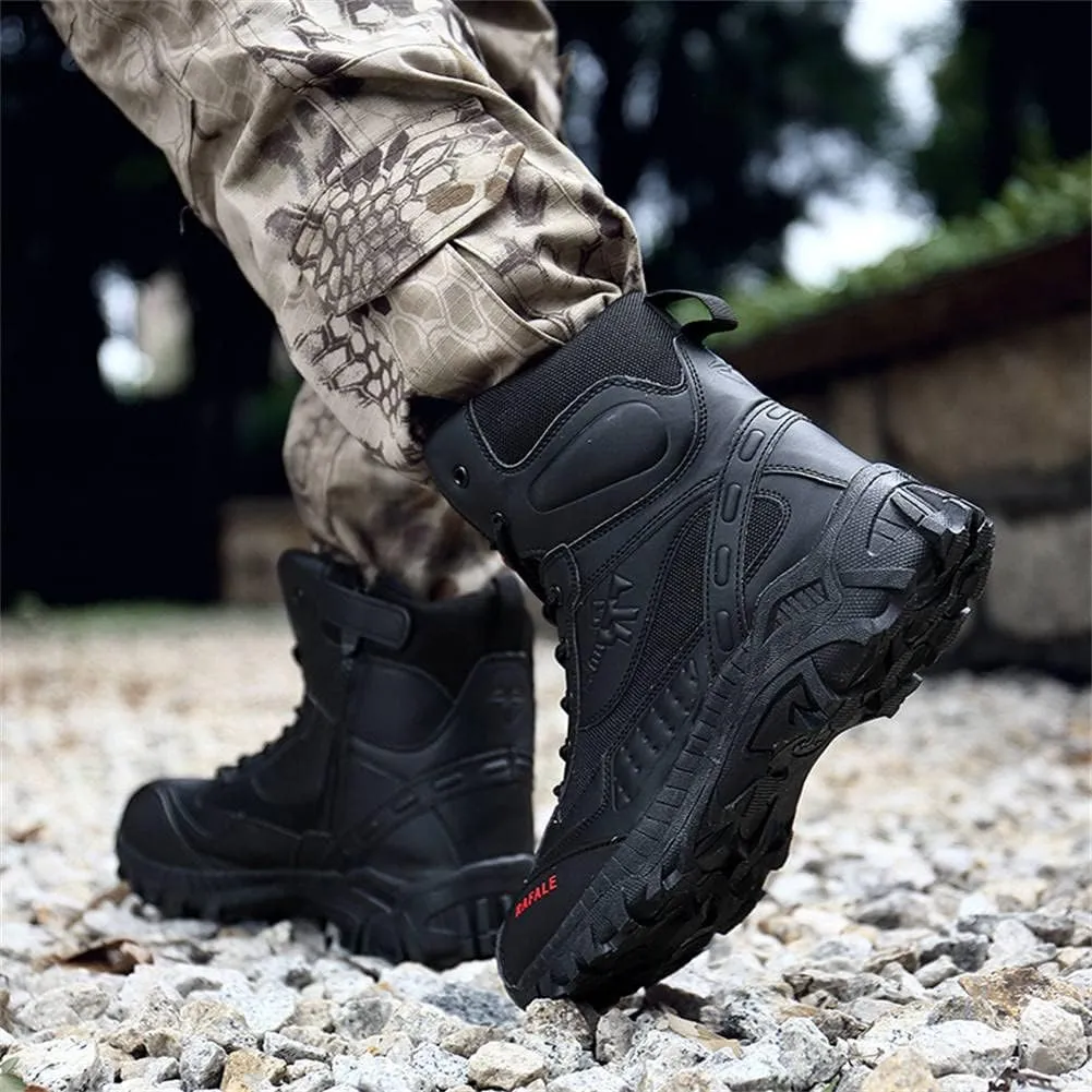 GEXECEUSS Military Boots for Men Side Zipper Lightweight Combat Outdoor Rubber Outsole Boots Hiking Motorcycle Combat Boots Desert Boots