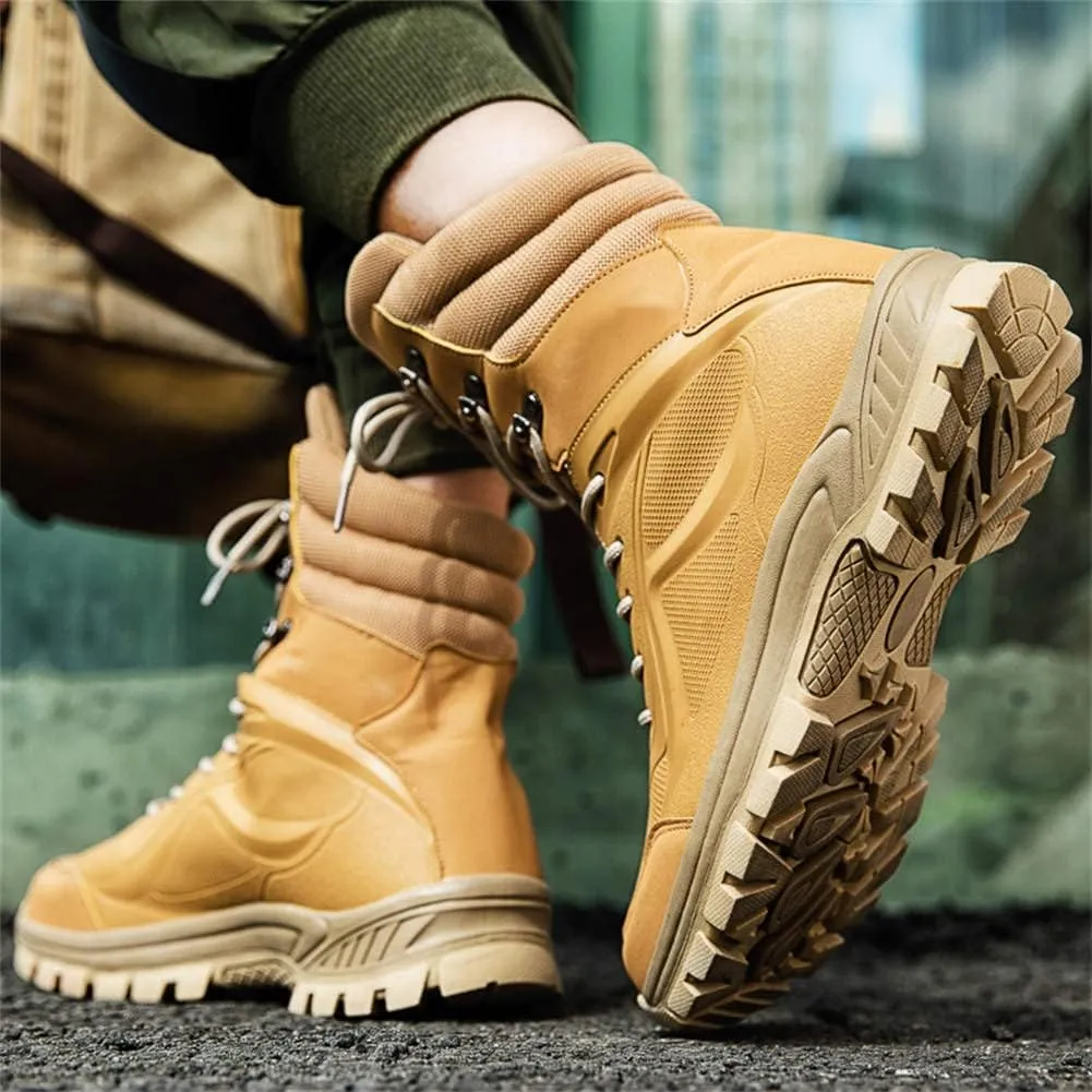 GEXECEUSS Military Boots for Men Side Zipper Lightweight Combat Outdoor Rubber Outsole Boots Hiking Motorcycle Combat Boots Desert Boots