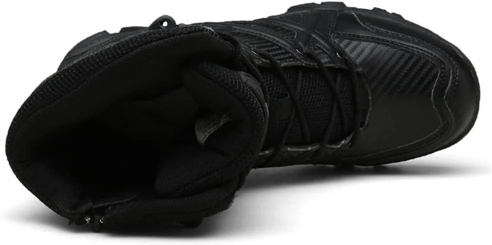 GEXECEUSS Military Boots for Men Side Zipper Lightweight Combat Outdoor Rubber Outsole Boots Hiking Motorcycle Combat Boots Desert Boots