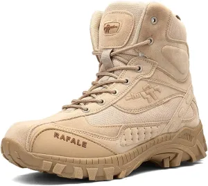 GEXECEUSS Military Boots for Men Side Zipper Lightweight Combat Outdoor Rubber Outsole Boots Hiking Motorcycle Combat Boots Desert Boots