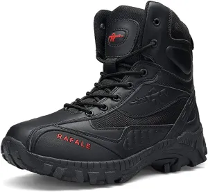 GEXECEUSS Military Boots for Men Side Zipper Lightweight Combat Outdoor Rubber Outsole Boots Hiking Motorcycle Combat Boots Desert Boots