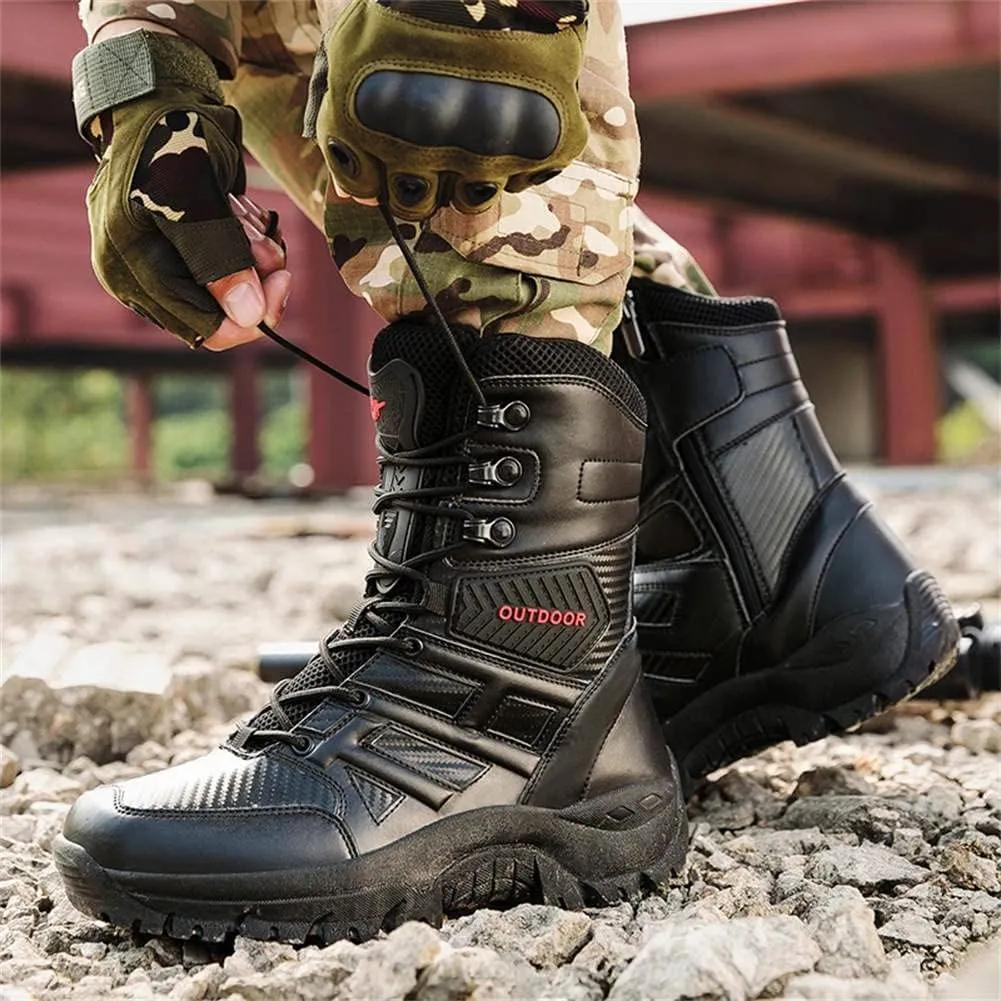 GEXECEUSS Military Boots for Men Side Zipper Lightweight Combat Outdoor Rubber Outsole Boots Hiking Motorcycle Combat Boots Desert Boots