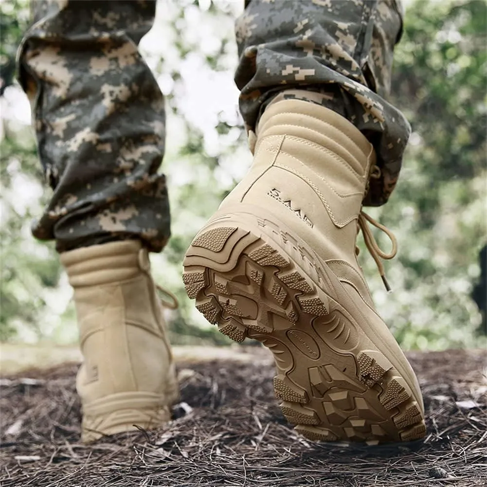 GEXECEUSS Military Boots for Men Side Zipper Lightweight Combat Outdoor Rubber Outsole Boots Hiking Motorcycle Combat Boots Desert Boots