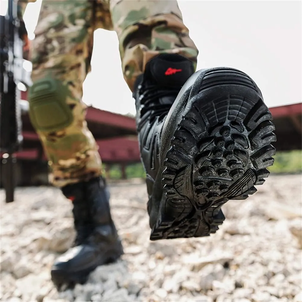 GEXECEUSS Military Boots for Men Side Zipper Lightweight Combat Outdoor Rubber Outsole Boots Hiking Motorcycle Combat Boots Desert Boots