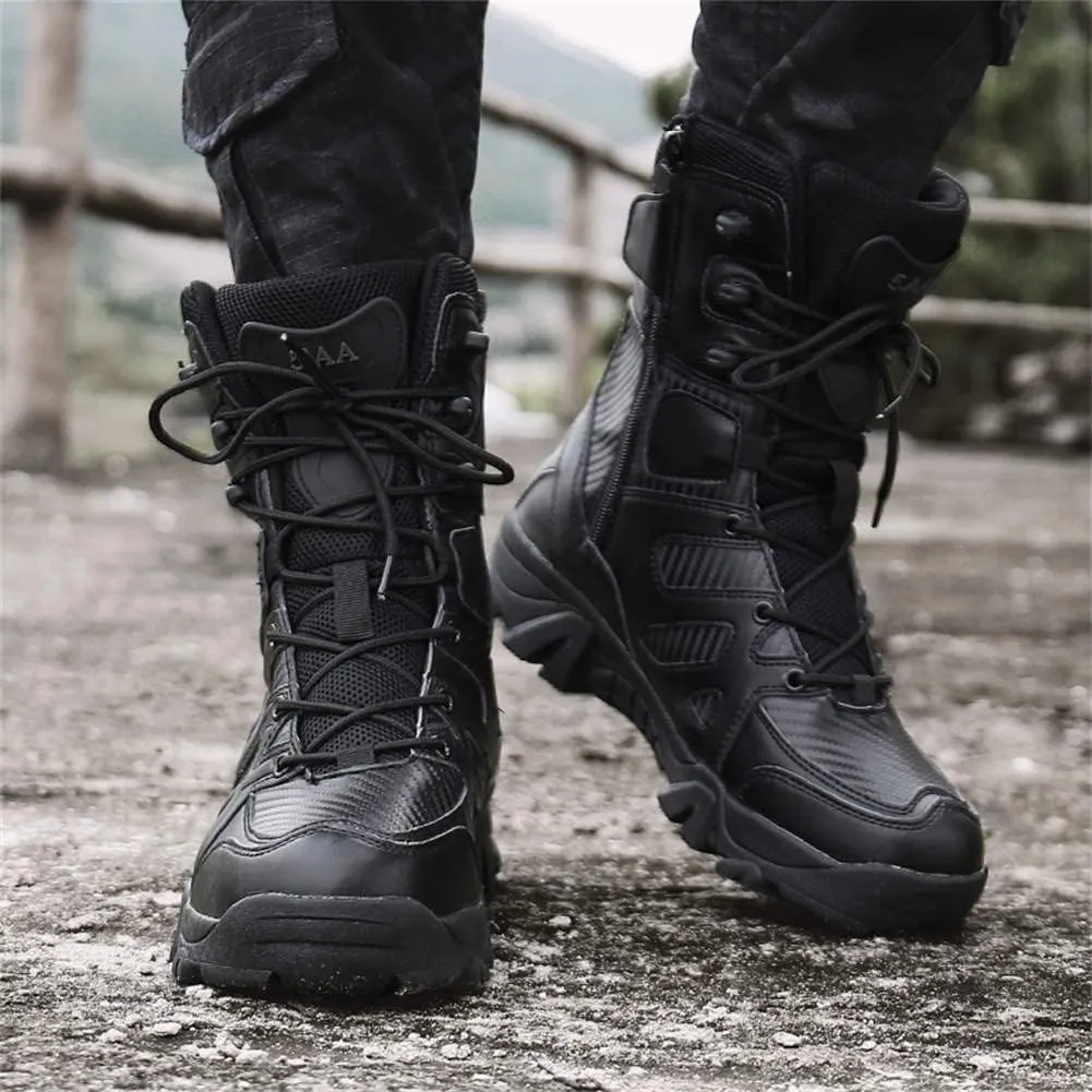 GEXECEUSS Military Boots for Men Side Zipper Lightweight Combat Outdoor Rubber Outsole Boots Hiking Motorcycle Combat Boots Desert Boots