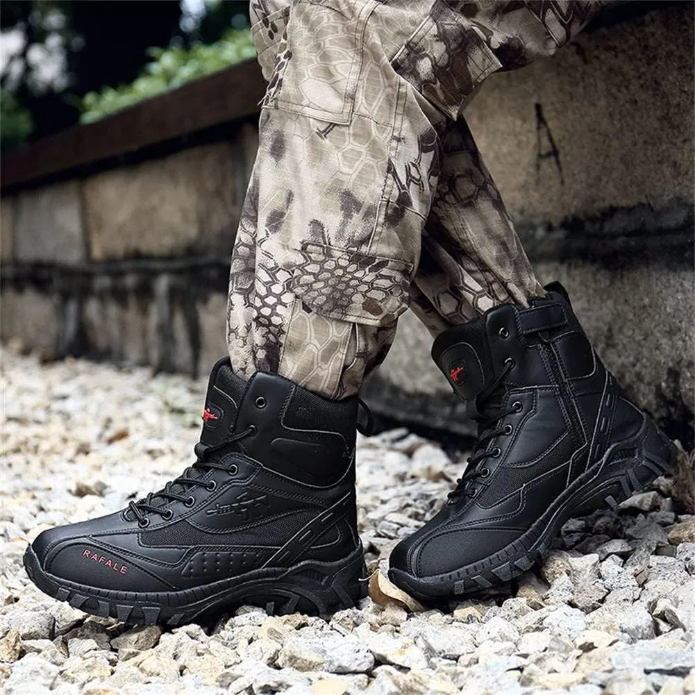 GEXECEUSS Military Boots for Men Side Zipper Lightweight Combat Outdoor Rubber Outsole Boots Hiking Motorcycle Combat Boots Desert Boots