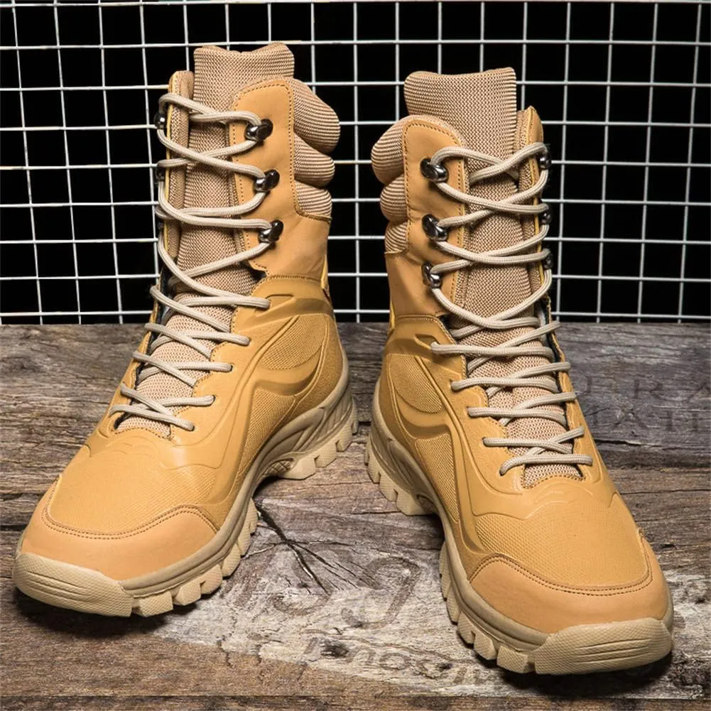GEXECEUSS Military Boots for Men Side Zipper Lightweight Combat Outdoor Rubber Outsole Boots Hiking Motorcycle Combat Boots Desert Boots