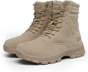 GEXECEUSS Military Boots for Men Side Zipper Lightweight Combat Outdoor Rubber Outsole Boots Hiking Motorcycle Combat Boots Desert Boots