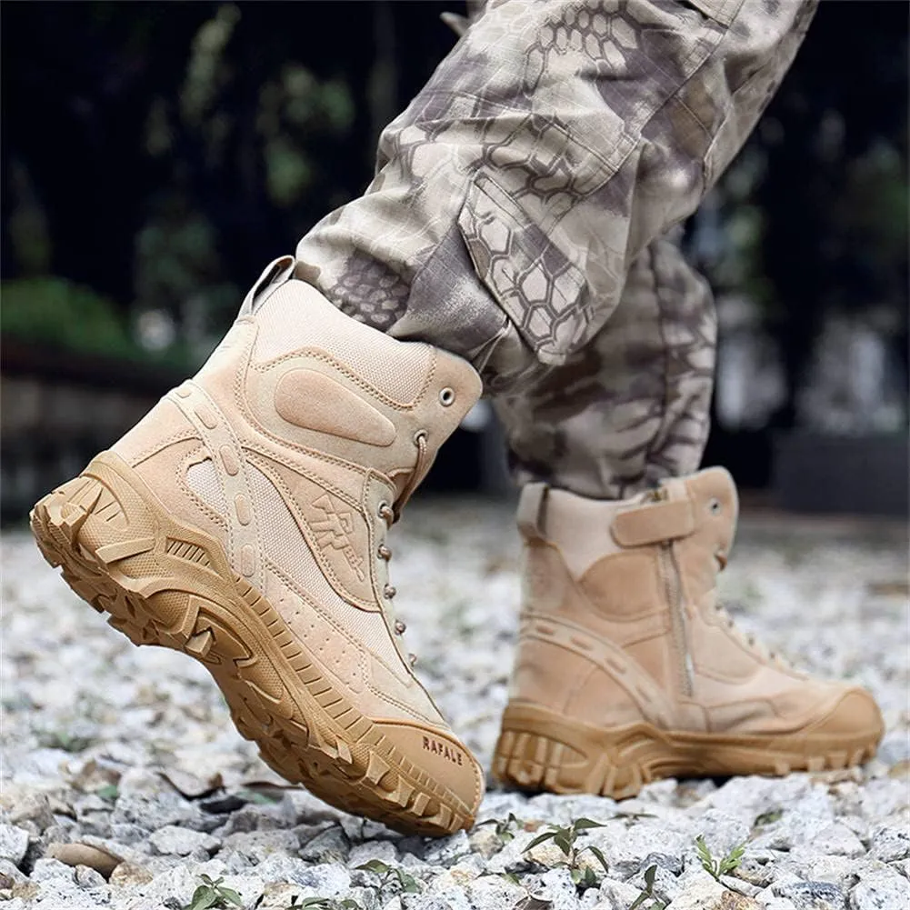 GEXECEUSS Military Boots for Men Side Zipper Lightweight Combat Outdoor Rubber Outsole Boots Hiking Motorcycle Combat Boots Desert Boots