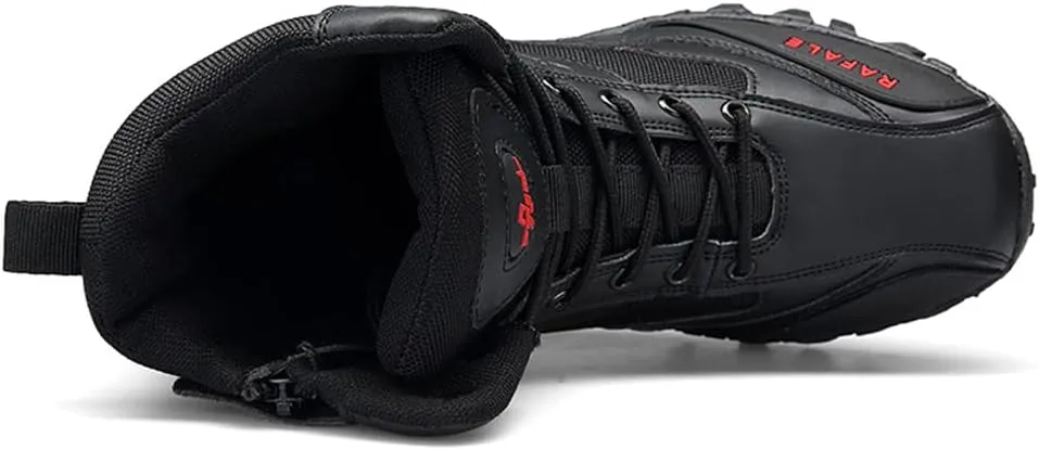 GEXECEUSS Military Boots for Men Side Zipper Lightweight Combat Outdoor Rubber Outsole Boots Hiking Motorcycle Combat Boots Desert Boots