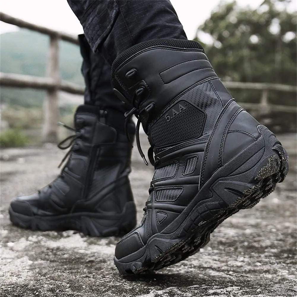 GEXECEUSS Military Boots for Men Side Zipper Lightweight Combat Outdoor Rubber Outsole Boots Hiking Motorcycle Combat Boots Desert Boots
