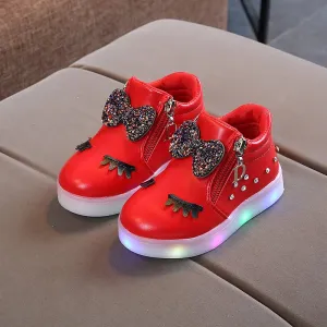 Glowing Princess Bow Sneakers for Kids Girls