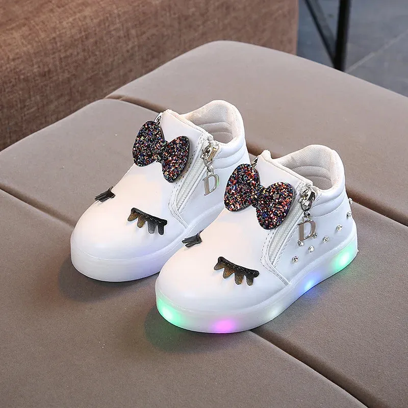 Glowing Princess Bow Sneakers for Kids Girls