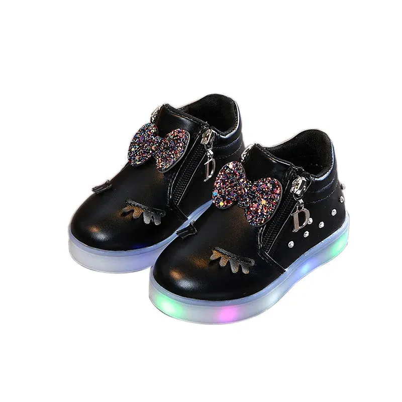 Glowing Princess Bow Sneakers for Kids Girls