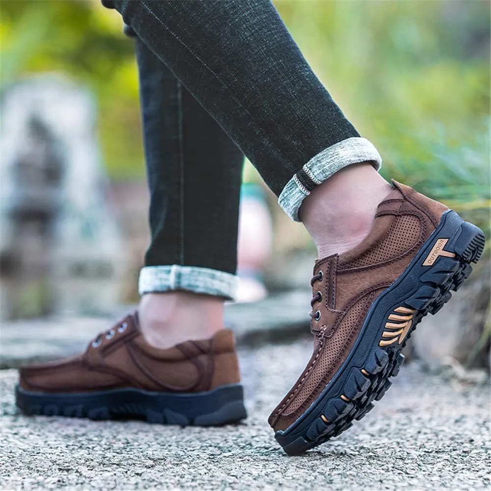 GOSPT Men's Hiking Shoes Leather Sneakers for Outdoor Camping Backpacking