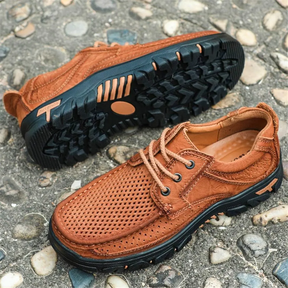 GOSPT Men's Hiking Shoes Leather Sneakers for Outdoor Camping Backpacking