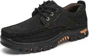 GOSPT Men's Hiking Shoes Leather Sneakers for Outdoor Camping Backpacking