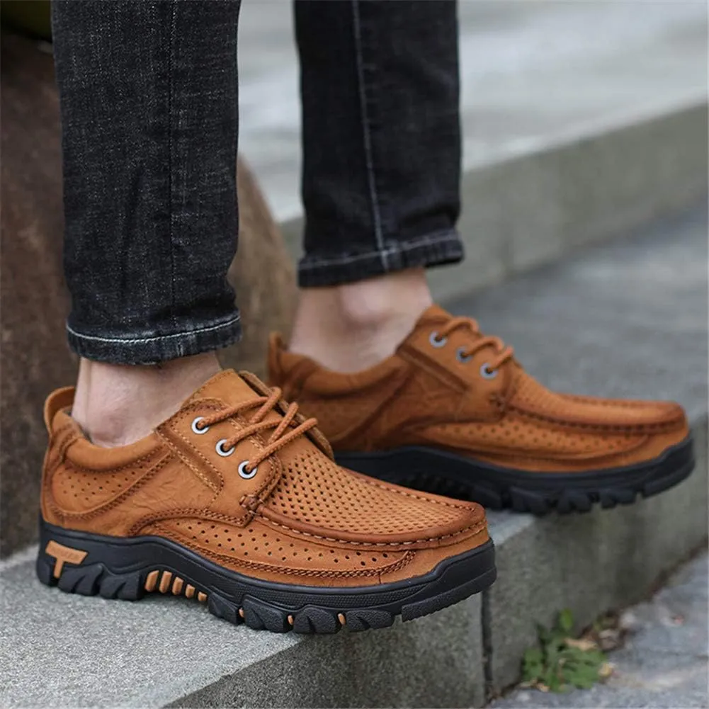 GOSPT Men's Hiking Shoes Leather Sneakers for Outdoor Camping Backpacking