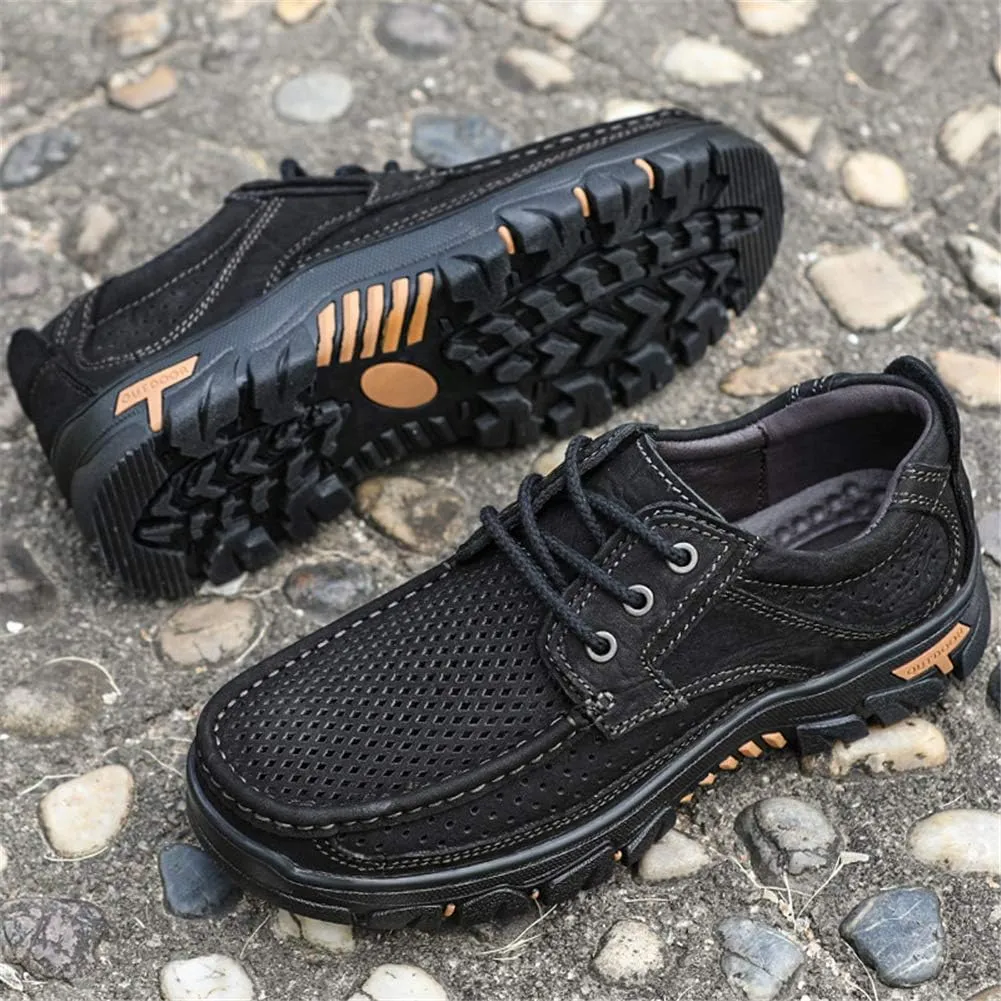 GOSPT Men's Hiking Shoes Leather Sneakers for Outdoor Camping Backpacking