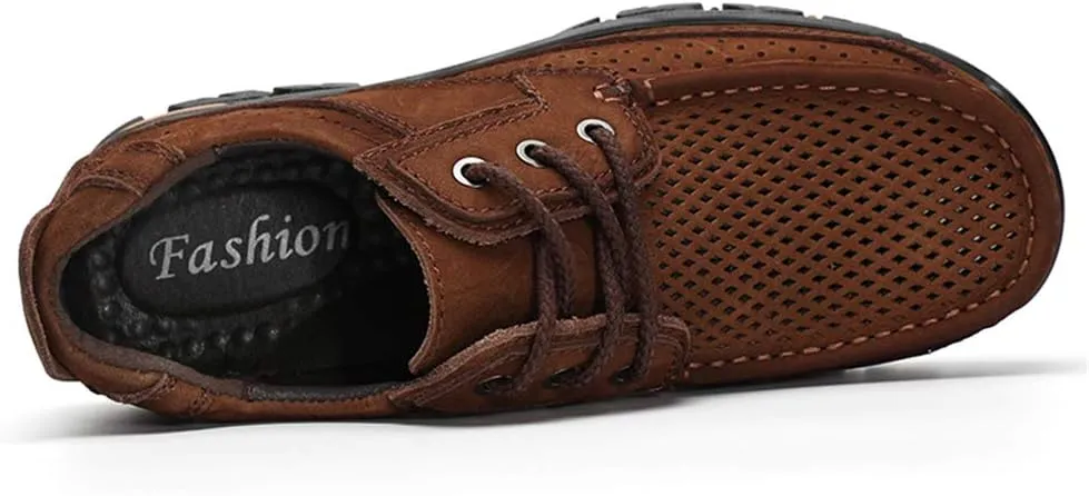 GOSPT Men's Hiking Shoes Leather Sneakers for Outdoor Camping Backpacking