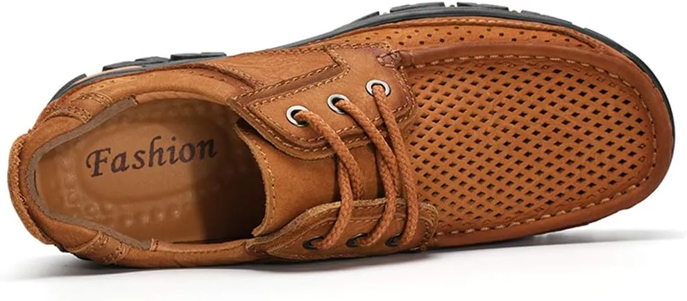 GOSPT Men's Hiking Shoes Leather Sneakers for Outdoor Camping Backpacking