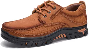 GOSPT Men's Hiking Shoes Leather Sneakers for Outdoor Camping Backpacking
