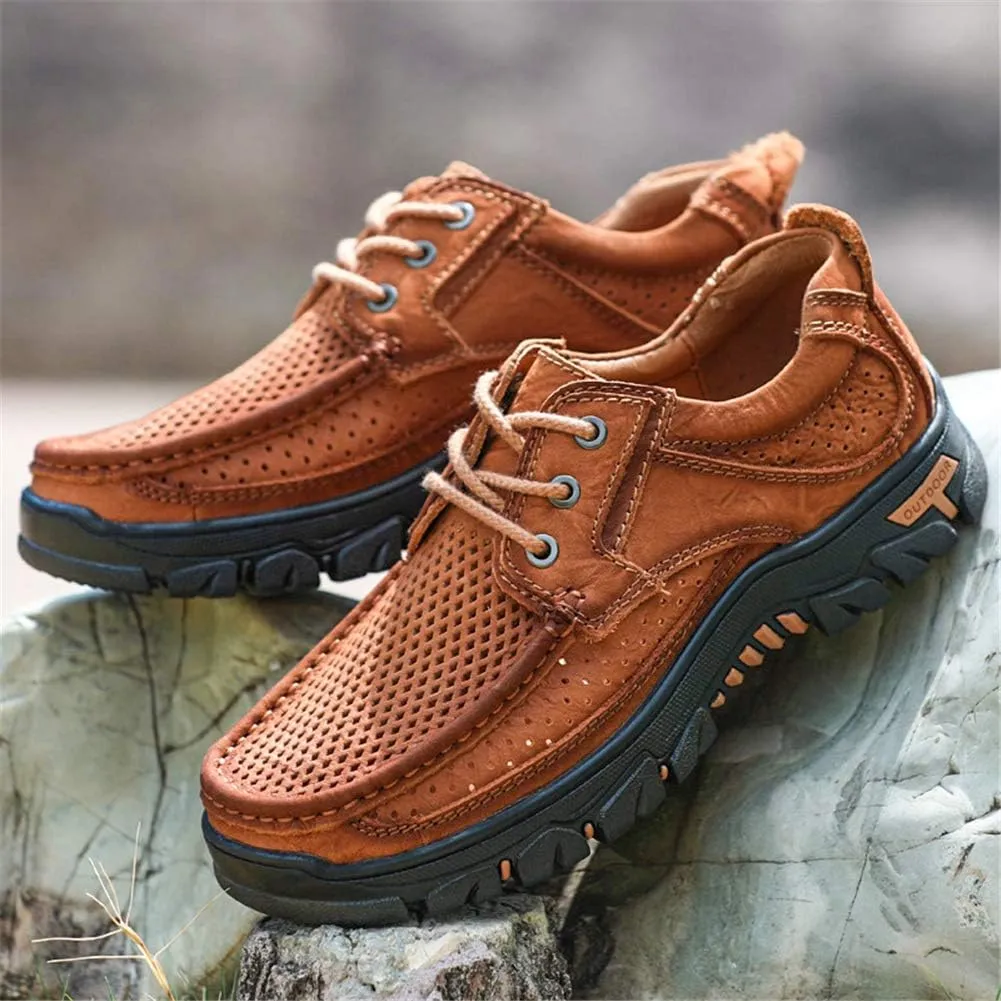 GOSPT Men's Hiking Shoes Leather Sneakers for Outdoor Camping Backpacking