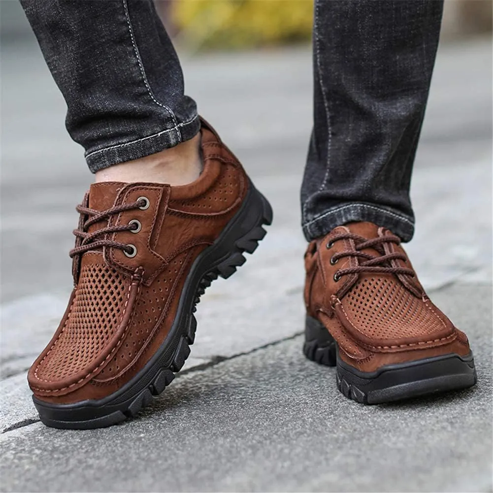 GOSPT Men's Hiking Shoes Leather Sneakers for Outdoor Camping Backpacking
