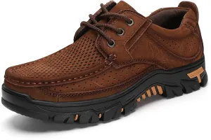 GOSPT Men's Hiking Shoes Leather Sneakers for Outdoor Camping Backpacking