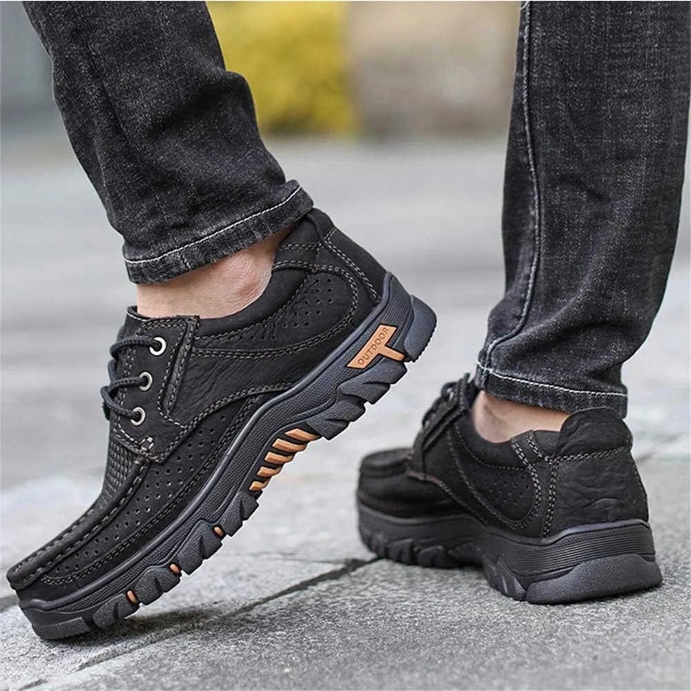 GOSPT Men's Hiking Shoes Leather Sneakers for Outdoor Camping Backpacking