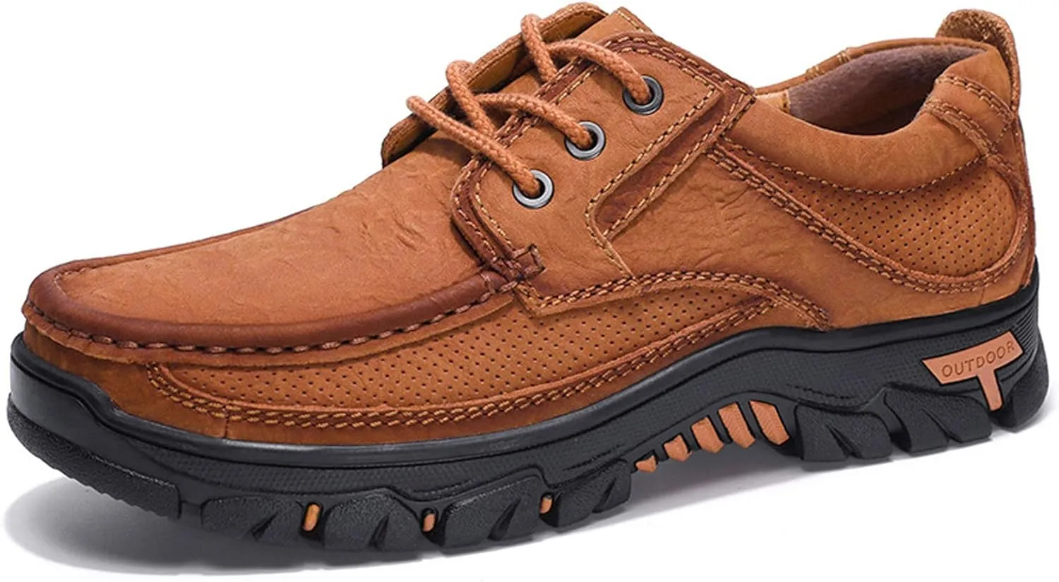 GOSPT Men's Hiking Shoes Leather Sneakers for Outdoor Camping Backpacking