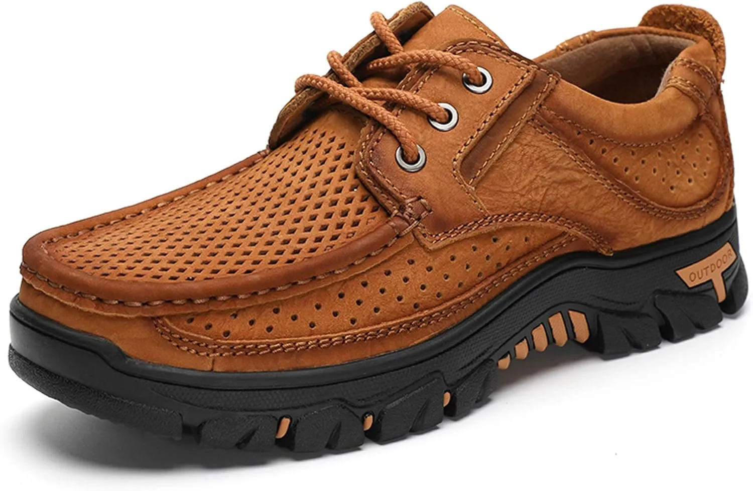 GOSPT Men's Hiking Shoes Leather Sneakers for Outdoor Camping Backpacking