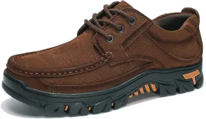 GOSPT Men's Hiking Shoes Leather Sneakers for Outdoor Camping Backpacking
