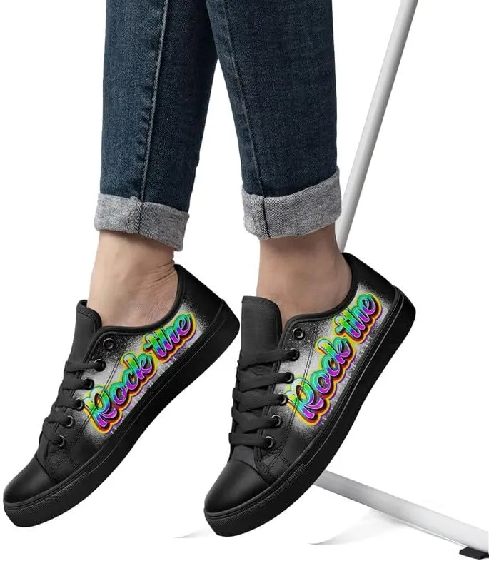 Graffiti Art Low Top Canvas Sneakers Fashion Unisex Streetwear Shoes for Boys Girls Lightweight Casual Footwear