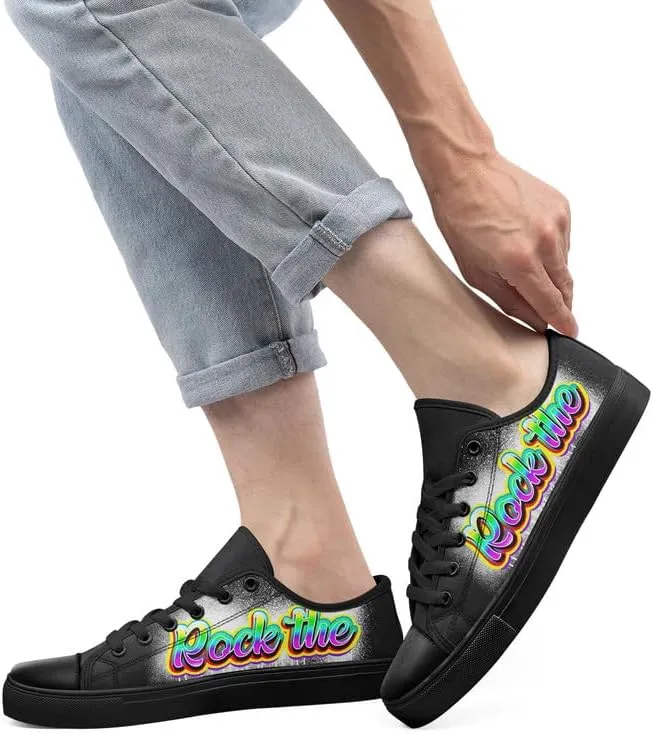 Graffiti Art Low Top Canvas Sneakers Fashion Unisex Streetwear Shoes for Boys Girls Lightweight Casual Footwear
