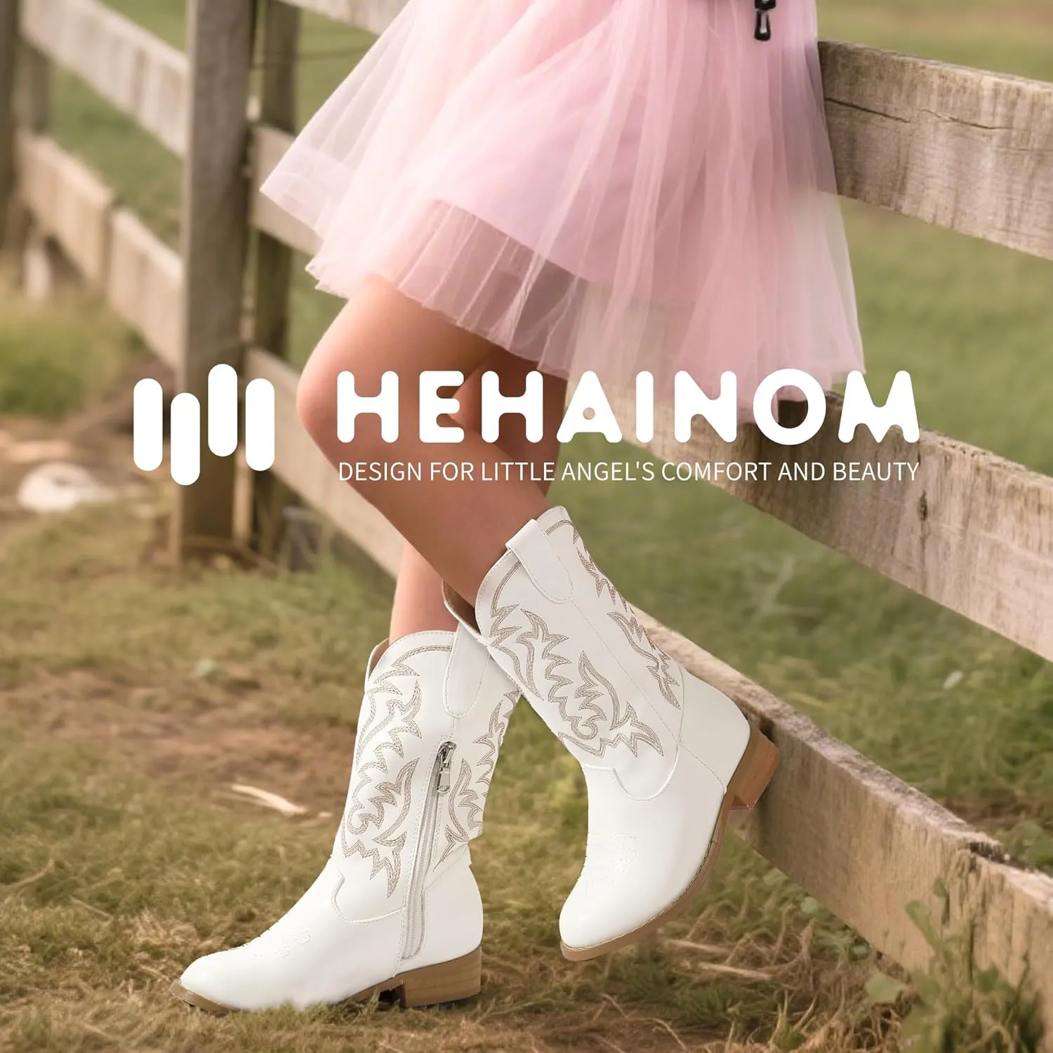 Hehainom Girls Cowgirl Boots for Little Big Kids Cowgirl Booties Toddler Western Riding Shoes Cowboy Boots for Kids