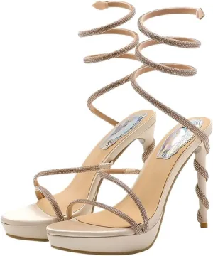 High Heels For Women One-strap sandals for women sexy open-toe stiletto waterproof platform high heels