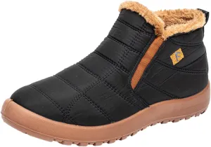 hlysgo Mens Womens Winter Comfortable Warm Ankle Boots Waterproof Outdoor Hiking Casual Flat Snow Booties