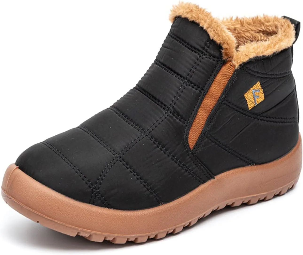 hlysgo Mens Womens Winter Comfortable Warm Ankle Boots Waterproof Outdoor Hiking Casual Flat Snow Booties