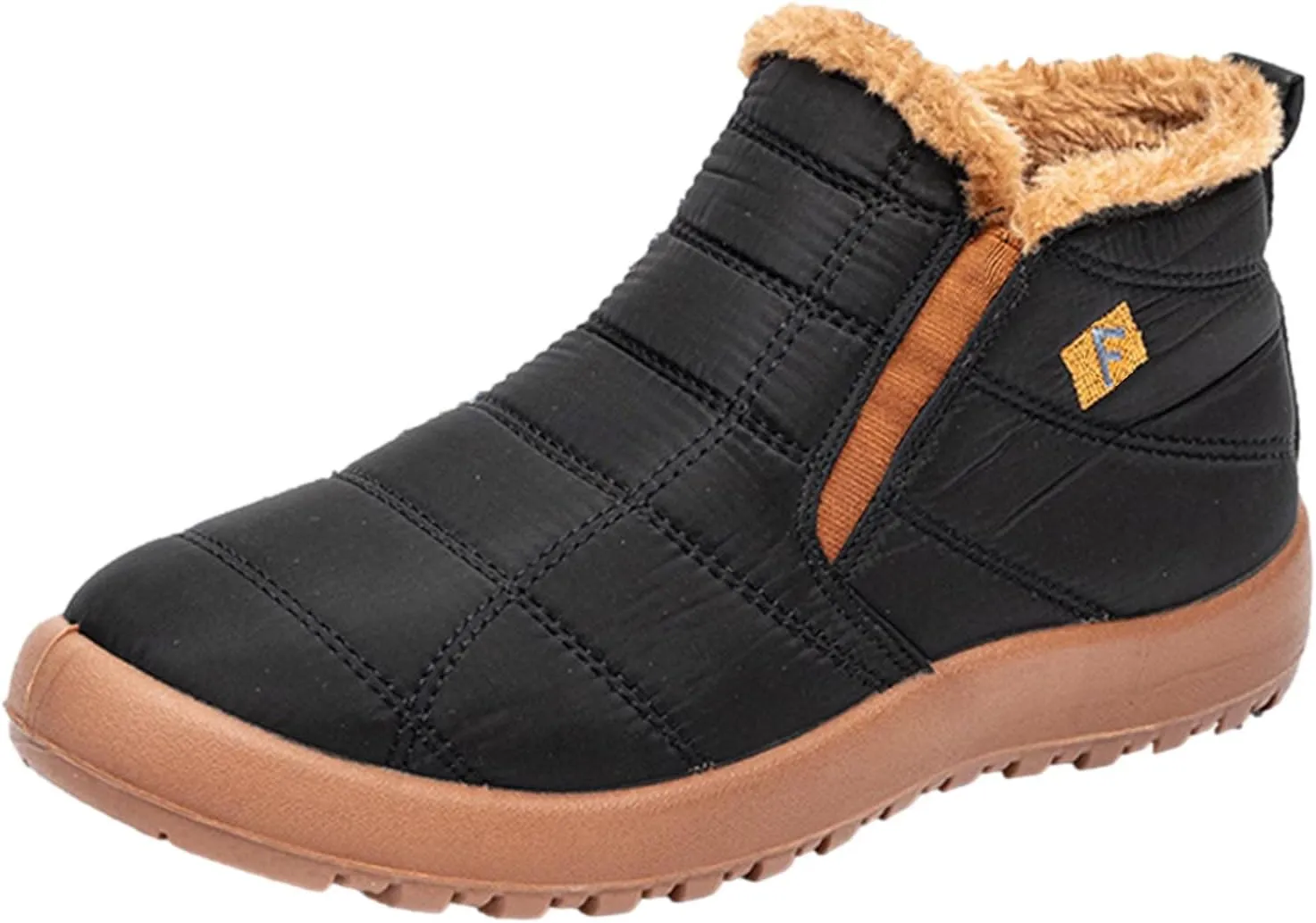 hlysgo Mens Womens Winter Comfortable Warm Ankle Boots Waterproof Outdoor Hiking Casual Flat Snow Booties