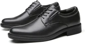 HOOENG Formal Shoes for Men Lace Up Derby Shoes Round Toe Vegan Leather Rubber Sole Low Top Resistant Non Slip Block Heel Wedding
