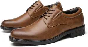 HOOENG Formal Shoes for Men Lace Up Derby Shoes Round Toe Vegan Leather Rubber Sole Low Top Resistant Non Slip Block Heel Wedding