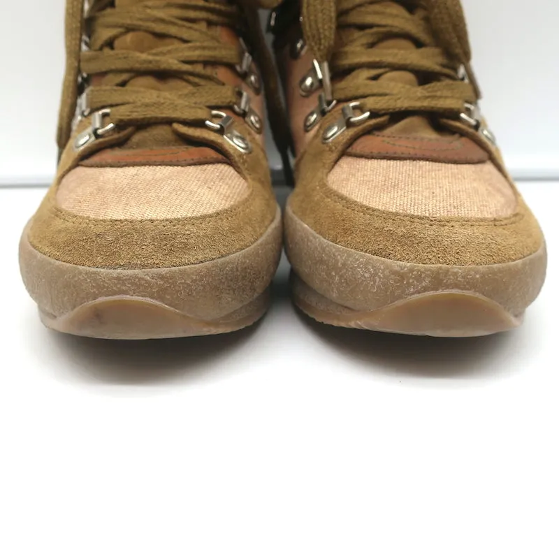 Isabel Marant Brendty Lace-Up Hiking Boots Brown Canvas & Leather Size 38