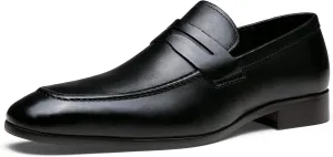 Jouesn Men's Dress Shoes Premium Leather Penny Loafers for Men Slip-On Formal Dress Loafers for Men(AMY9030A Black 11)
