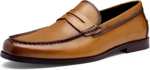 Jousen Men's Loafers Dress Shoes Premium Leather Slip On Casual Driving Penny Loafer for Men (AMY3058 Tan 8)