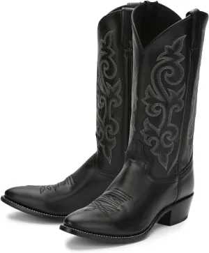 Justin Buck 13" Cowboy Boots for Men - Durable Premium Full-Grain Leather Round Toe Western Boots Build with Cushioned Insole & Full Welt Construction, Black - 12 EE